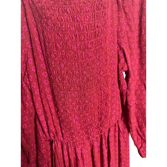 Knox Rose Women's Puff Sleeve Wide Leg Cropped Boho Red Jumpsuit Romper XS - Picture 7 of 8